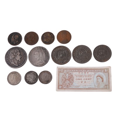 Lot 210 - Collection of British and overseas coins and bank notes, some silver content.