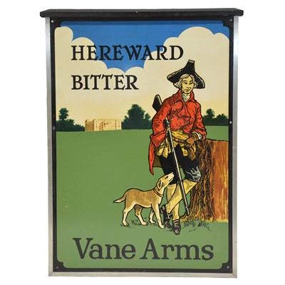 Lot 408 - Breweriana: Hereward Bitter Vane Arms painted wooden pub sign