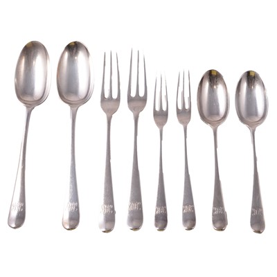Lot 244 - Part canteen of silver cutlery