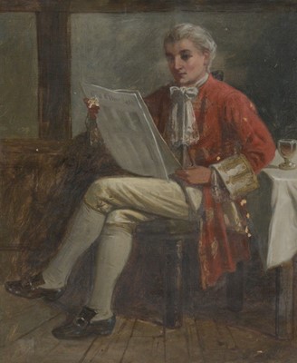 Lot 283 - J Baxter (late 19th century), Georgian gent reading a paper