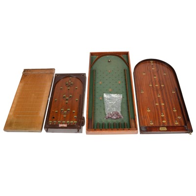 Lot 100 - Three vintage bagatelle boards and a shove ha'penny board