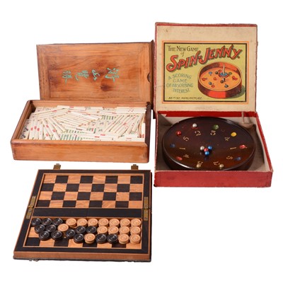 Lot 100A - Quantity of traditional parlour games, Mahjong, and Oware board