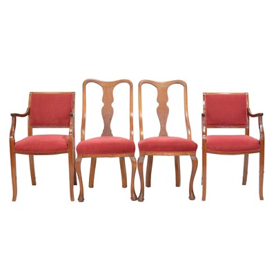 Lot 519 - Set of four Victorian dining chairs in the Queen Anne style and two later carver chairs