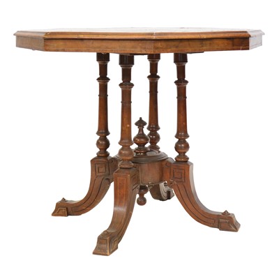 Lot 459 - Victorian burr walnut and amboyna banded centre table