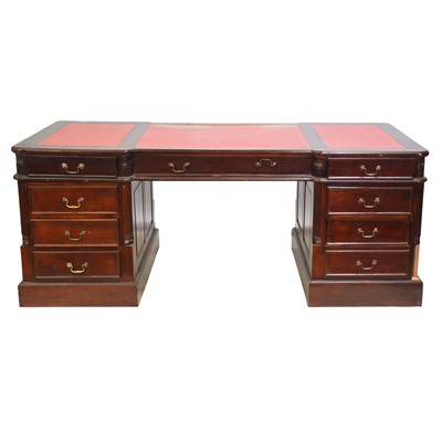 Lot 499 - Large stained wood partners' desk