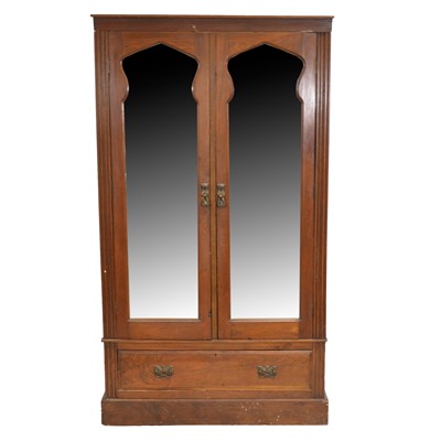 Lot 496 - Late Victorian walnut wardrobe