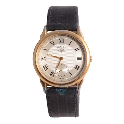Lot 445 - Rotary - a gentleman's vintage gold-plated quartz wristwatch, and Parker writing equipment.