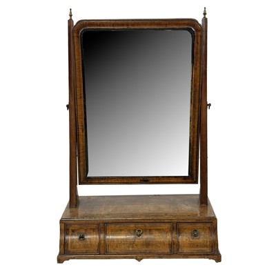 Lot 446 - George II style walnut toilet mirror