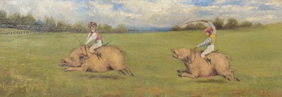 Lot 337 - Victorian School, Monkeys pig racing