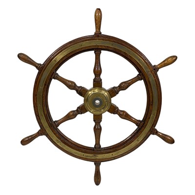 Lot 447 - Ship's wheel, brass mounted