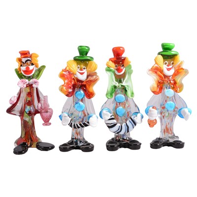 Lot 21 - Four Murano glass clown models