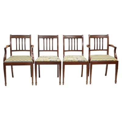 Lot 504 - Set of twelve mahogany dining chairs, 20th Century