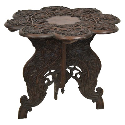 Lot 477 - Anglo Indian carved hardwood table