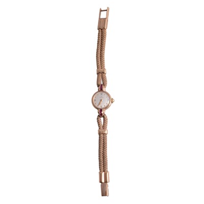 Lot 462 - Omega - a ladys wristwatch with cord strap.