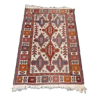 Lot 553 - Afghan mixed weave Kelim, two lozenge...