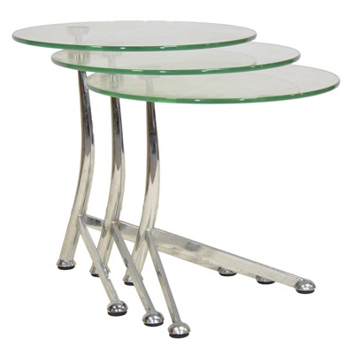 Lot 505 - Nest of three Italian chrome and glass coffee table