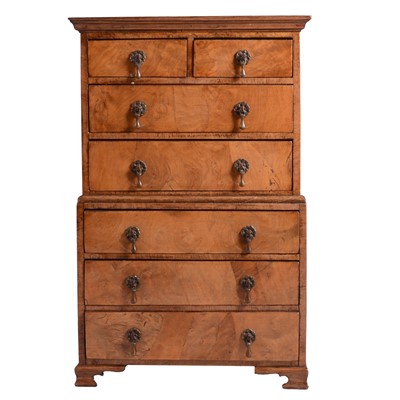 Lot 157 - Apprentice made miniature walnut chest on chest