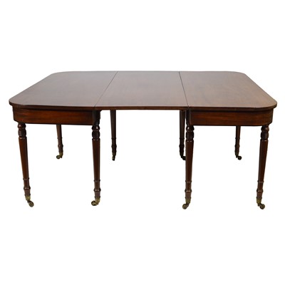 Lot 480 - George III mahogany dining table, adapted