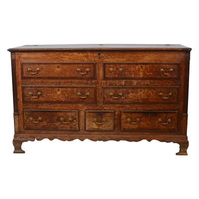 Lot 481A - George III oak and mahogany mule chest