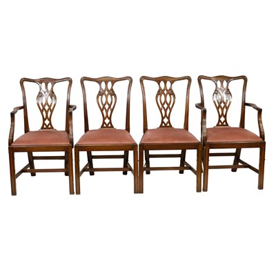 Lot 525 - Set of eight Victorian mahogany George III style dining chairs