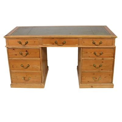 Lot 508 - Pine twin pedestal desk