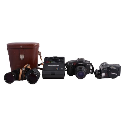 Lot 110 - An assortment of Cameras, Lenses, and a pair of binoculars