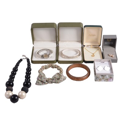 Lot 549 - A collection of silver, white metal and costume jewellery, and wristwatches.