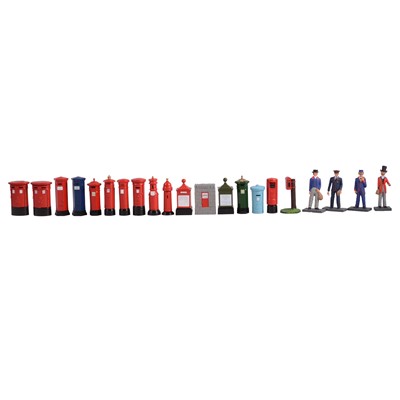 Lot 216 - Royal Mail interest: collection of cast and painted metal postboxes and postal figures