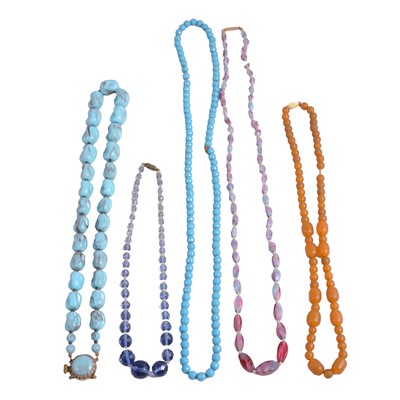 Lot 561 - Nine vintage bead necklaces, Murano glass, and others.