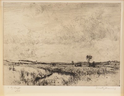 Lot 379 - William Westley Manning, Pevensey Level, Sussex and two other etchings