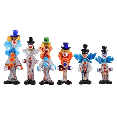 Lot 37 - Six Murano glass clown models