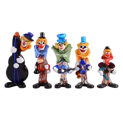 Lot 38 - Five Murano glass clown models