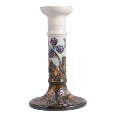 Lot 9 - Moorcroft Pottery, a 'Bramble' pattern candlestick