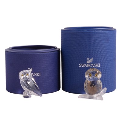 Lot 78 - Swarovski Crystal Countryside Owlet #5723655 and Medium Owl #1003326