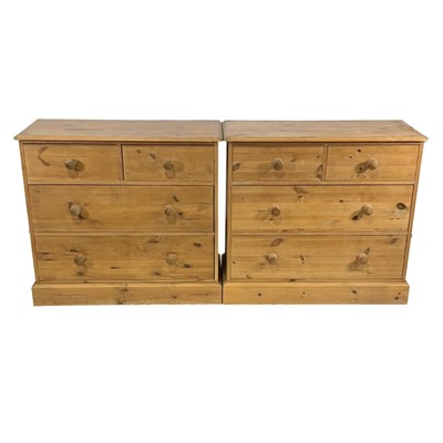 Lot 426 - Pair of modern pine chest of drawers and a pair of bedside pedestals