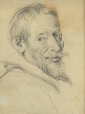 Lot 359 - After Sir Anthony van Dyck, Self-portrait as an old man, pencil drawing