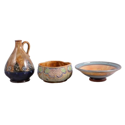 Lot 12 - Royal Doulton stoneware ewer, bowl and a studio pottery bowl