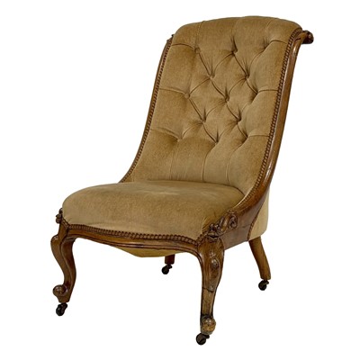 Lot 463 - Victorian walnut slipper nursing chair