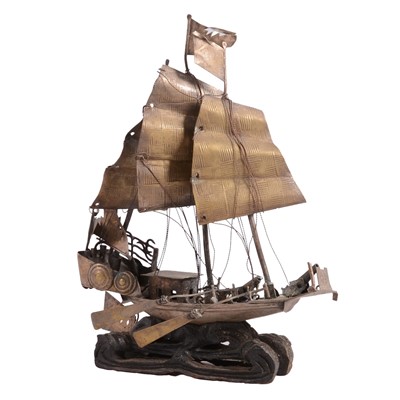 Lot 288 - Chinese white metal model of a junk