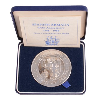 Lot 251 - Spanish Armada 400th Anniversary silver commemorative medal