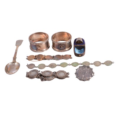 Lot 312 - White metal commemorative brooch, etc.