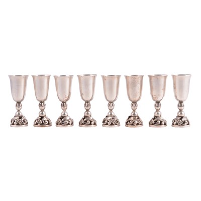 Lot 282 - Set of eight silver pedestal cordial cups by Georg Jensen