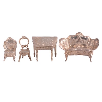 Lot 264 - Small group of Continental silver furniture