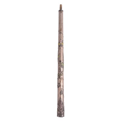 Lot 269 - Japanese silver and enamelled parasol handle