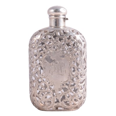 Lot 262 - Fine silver mounted glass hip flask