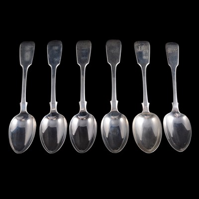 Lot 265 - Matched set of six silver dessert spoons
