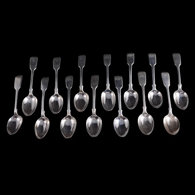 Lot 272 - Fourteen matched silver teaspoons