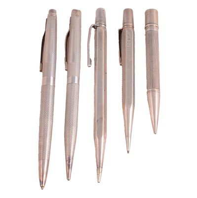 Lot 309 - Five silver propelling pencils