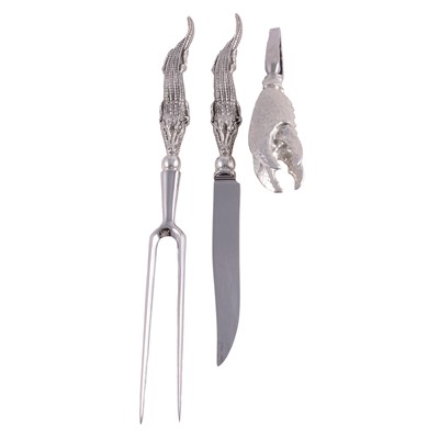 Lot 118 - Atena, a carving set with crocodile handles and lobster crackers