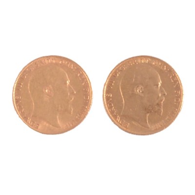Lot 253 - Two Gold Half-Sovereign Coins, Edward VII 1907 and 1910.